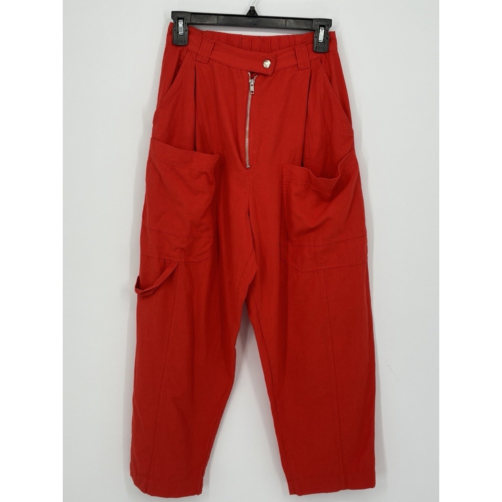 Urban Outfitters Orange/Red Cargo Utility Pants Wide Leg Workwear Streetwear 4